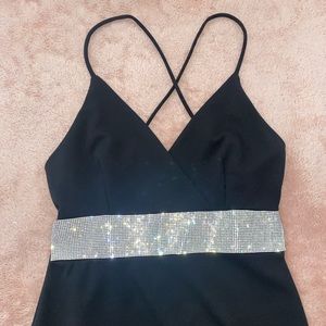 Black Rhinestone Mini Dress